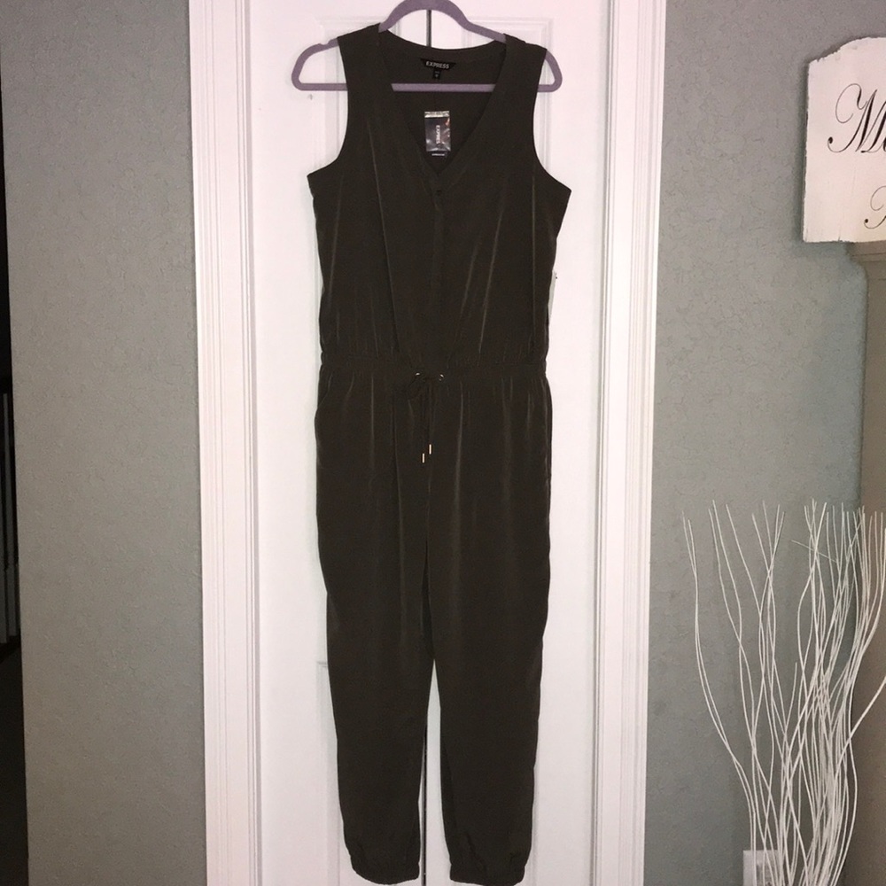 NWT Express Moss Green Jumpsuit Size M